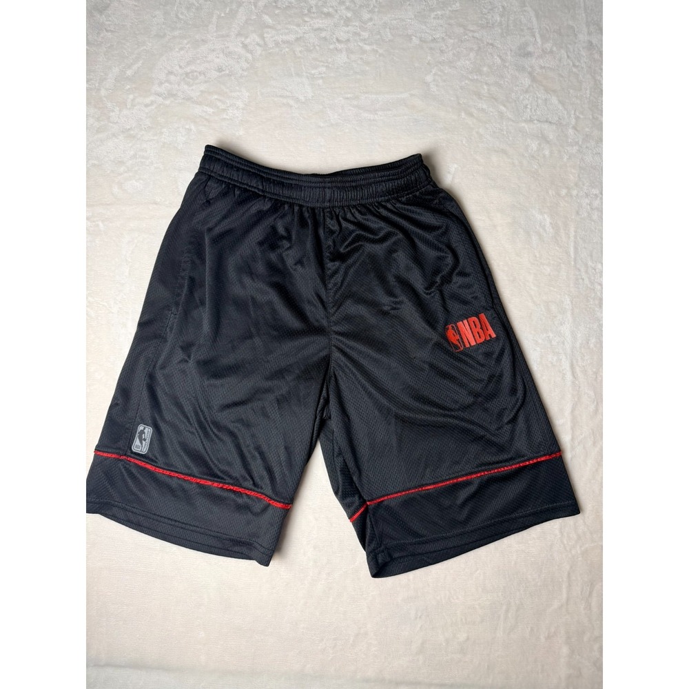 NBA Men's Black Mesh Athletic Basketball Shorts Logo Size Medium